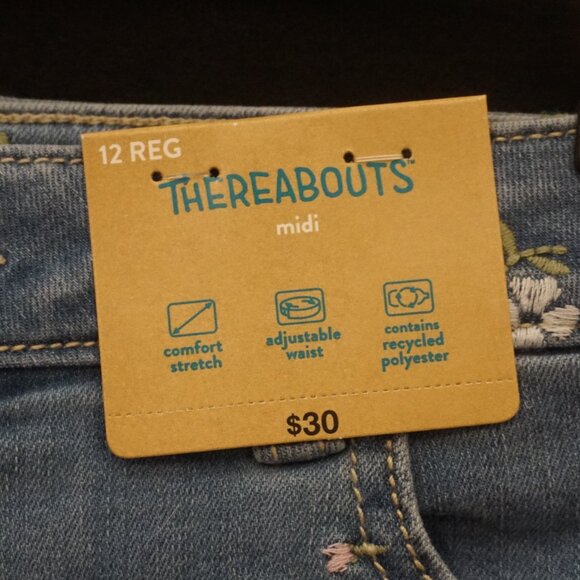 Thereabouts Denim Shorts Light Wash with Embroidered Flowers Stretch Girl’s 12 - Picture 2 of 6
